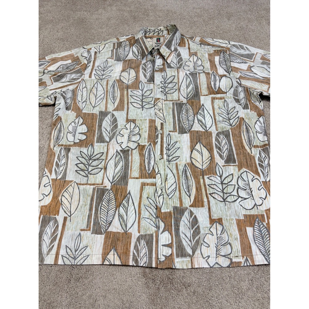 Tori Richard Honolulu Mens XL Short Sleeve Button Down Shirt Tropical Leaf Print - Picture 4 of 8